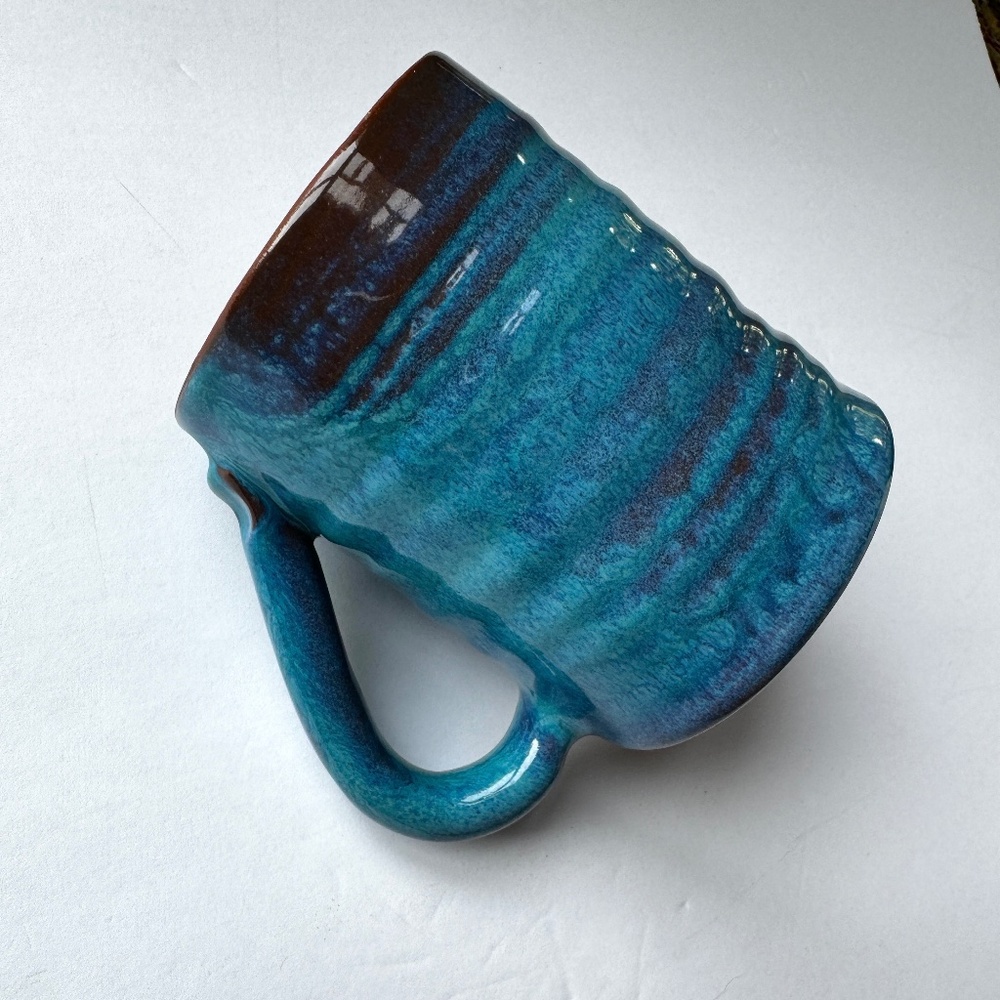 Handmade Mug Pottery Artisan Art Mug Blue Glazed Signed by Artist - Picture 5 of 7
